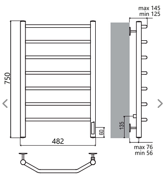Полотенцесушитель электрический ВИКТОРИЯ TERMINUS 32*450*750 П7